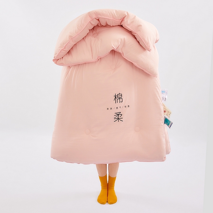 91家纺网 家纺一手货源 找家纺 VIP被业 2025新款简约棉柔水洗棉被芯冬被被子被芯 绵柔粉