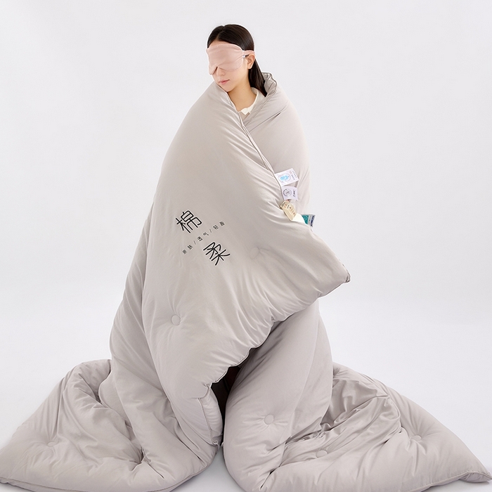 91家纺网 家纺一手货源 找家纺 VIP被业 2025新款简约棉柔水洗棉被芯冬被被子被芯 绵柔灰