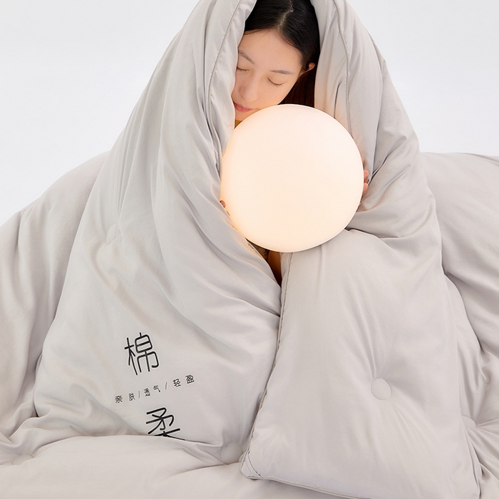 91家纺网 家纺一手货源 找家纺 VIP被业 2025新款简约棉柔水洗棉被芯冬被被子被芯 绵柔灰