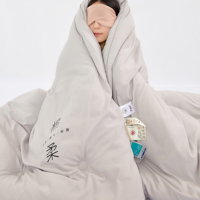 91家纺网 家纺一手货源 找家纺 VIP被业 2025新款简约棉柔水洗棉被芯冬被被子被芯 绵柔灰