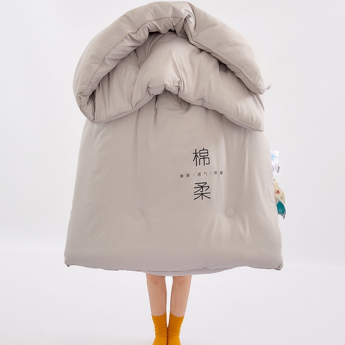 91家纺网 家纺一手货源 找家纺 VIP被业 2025新款简约棉柔水洗棉被芯冬被被子被芯 绵柔灰