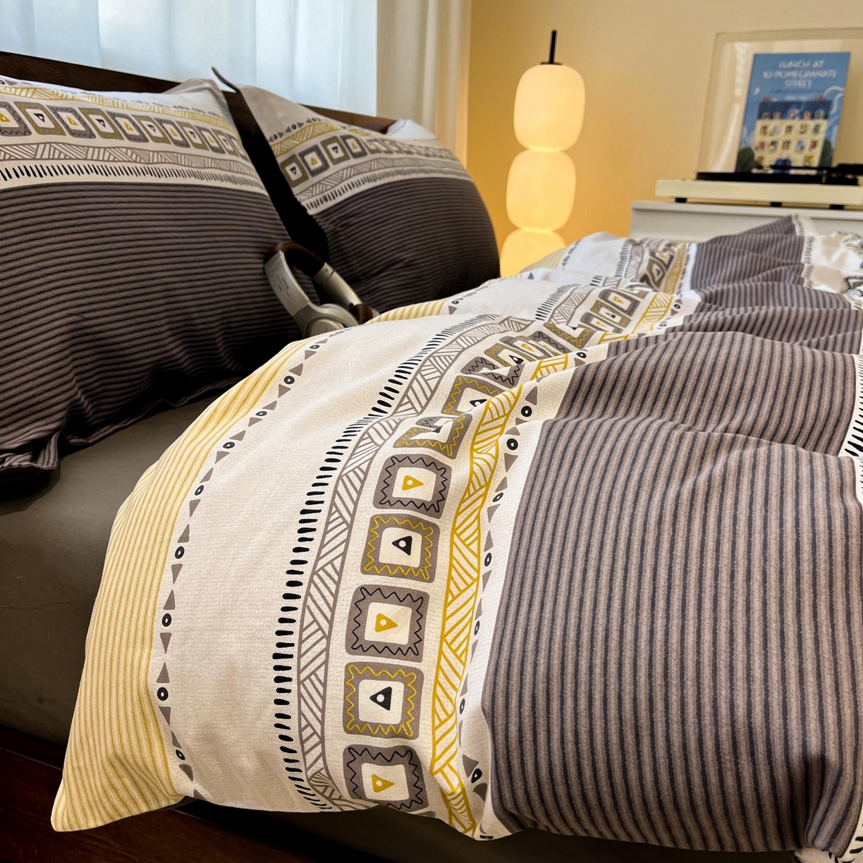 91家纺网 家纺一手货源 找家纺 涵宸家纺 2025新款加厚全棉磨毛印花四件套--罗马系列 场景一 D西尔