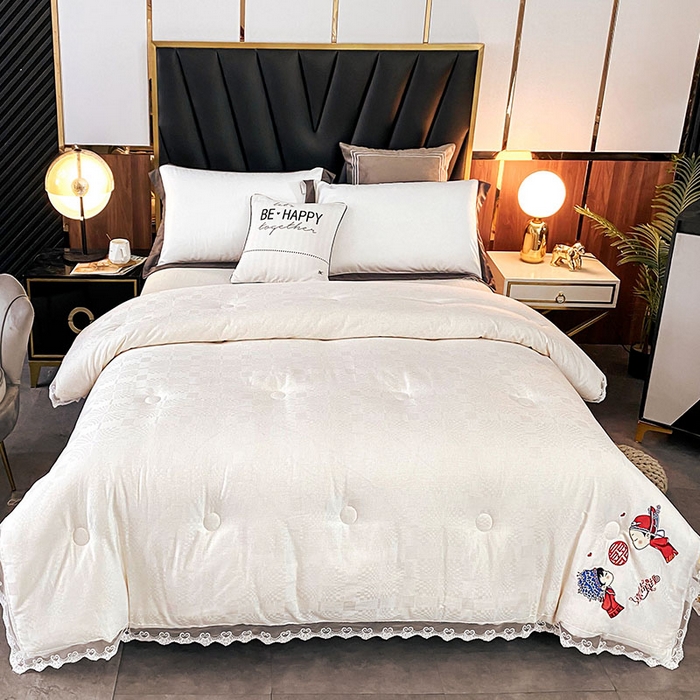 91家纺网 家纺一手货源 找家纺 （总）VIP被业 2025新款婚庆全棉纯棉肽元素提花冬被被子被芯