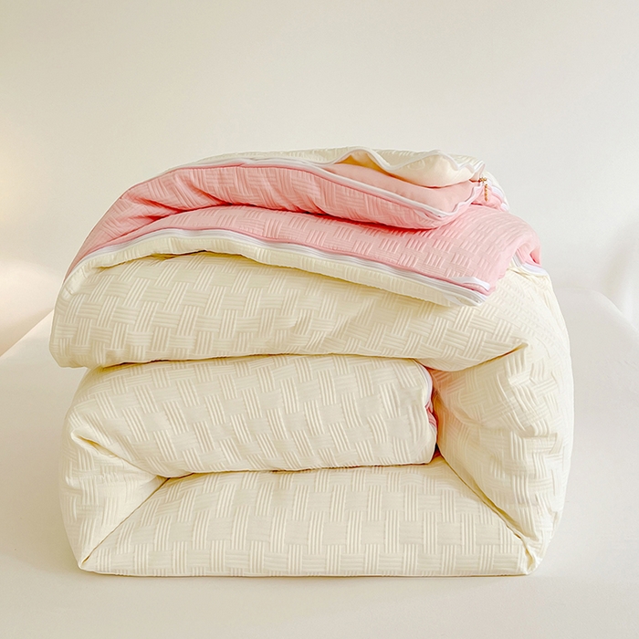 91家纺网 家纺一手货源 找家纺 （总）VIP被业 2025新款简约纯色华夫格提花大豆子母被被子被芯