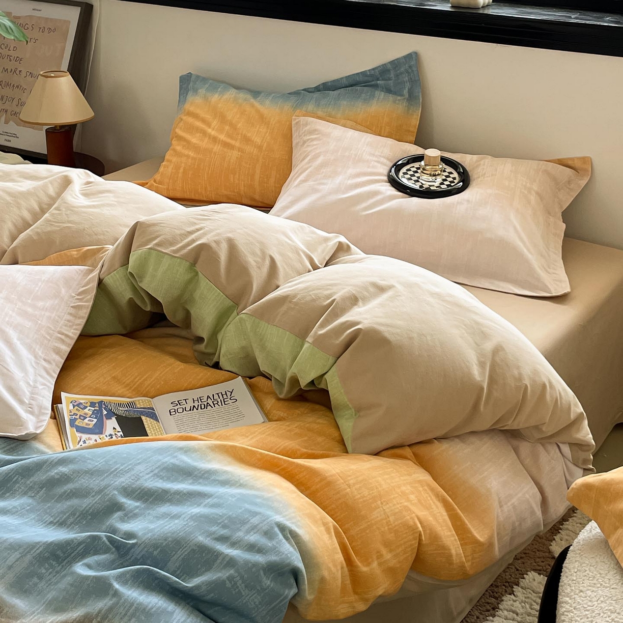 涵宸家纺 2025新款加厚全棉磨毛印花四件套--罗马系列 场景一 D妙染