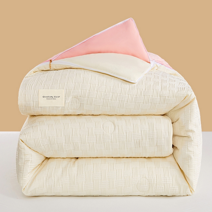 91家纺网 家纺一手货源 找家纺 （总）VIP被业 2025新款简约纯色华夫格提花大豆子母被被子被芯