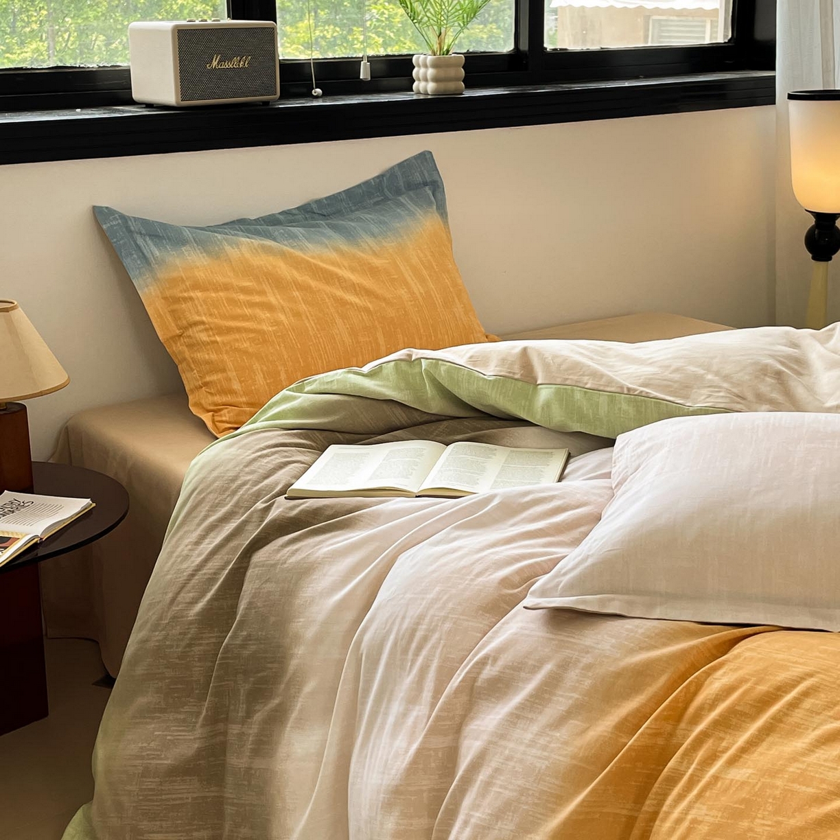 91家纺网 家纺一手货源 找家纺 涵宸家纺 2025新款加厚全棉磨毛印花四件套--罗马系列 场景一 D妙染