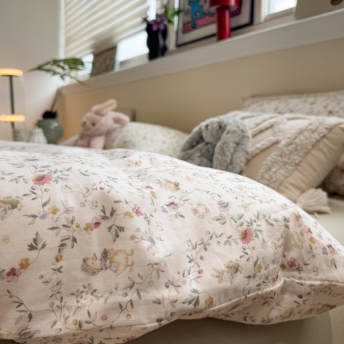 91家纺网 家纺一手货源 找家纺 慕尚家纺 2025新款全棉纯棉母婴双层纱四件套 花丛小鸭