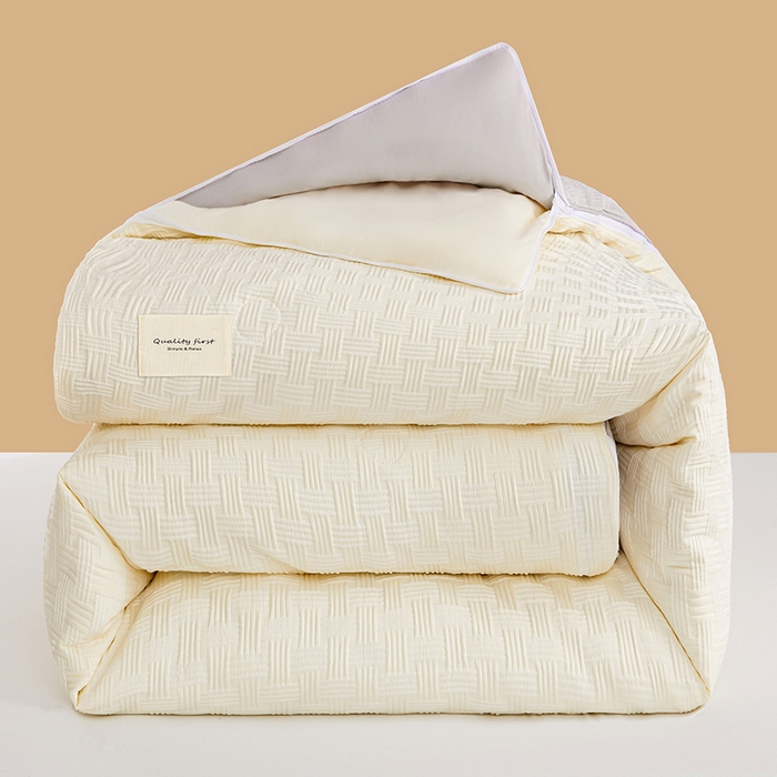 VIP被业 2025新款简约纯色华夫格提花大豆子母被被子被芯 米拼灰