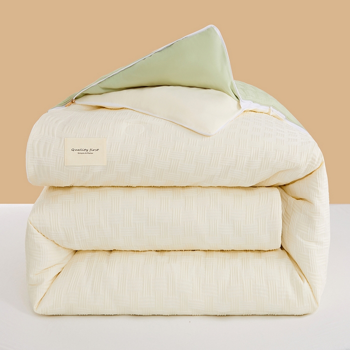 VIP被业 2025新款简约纯色华夫格提花大豆子母被被子被芯 米拼绿