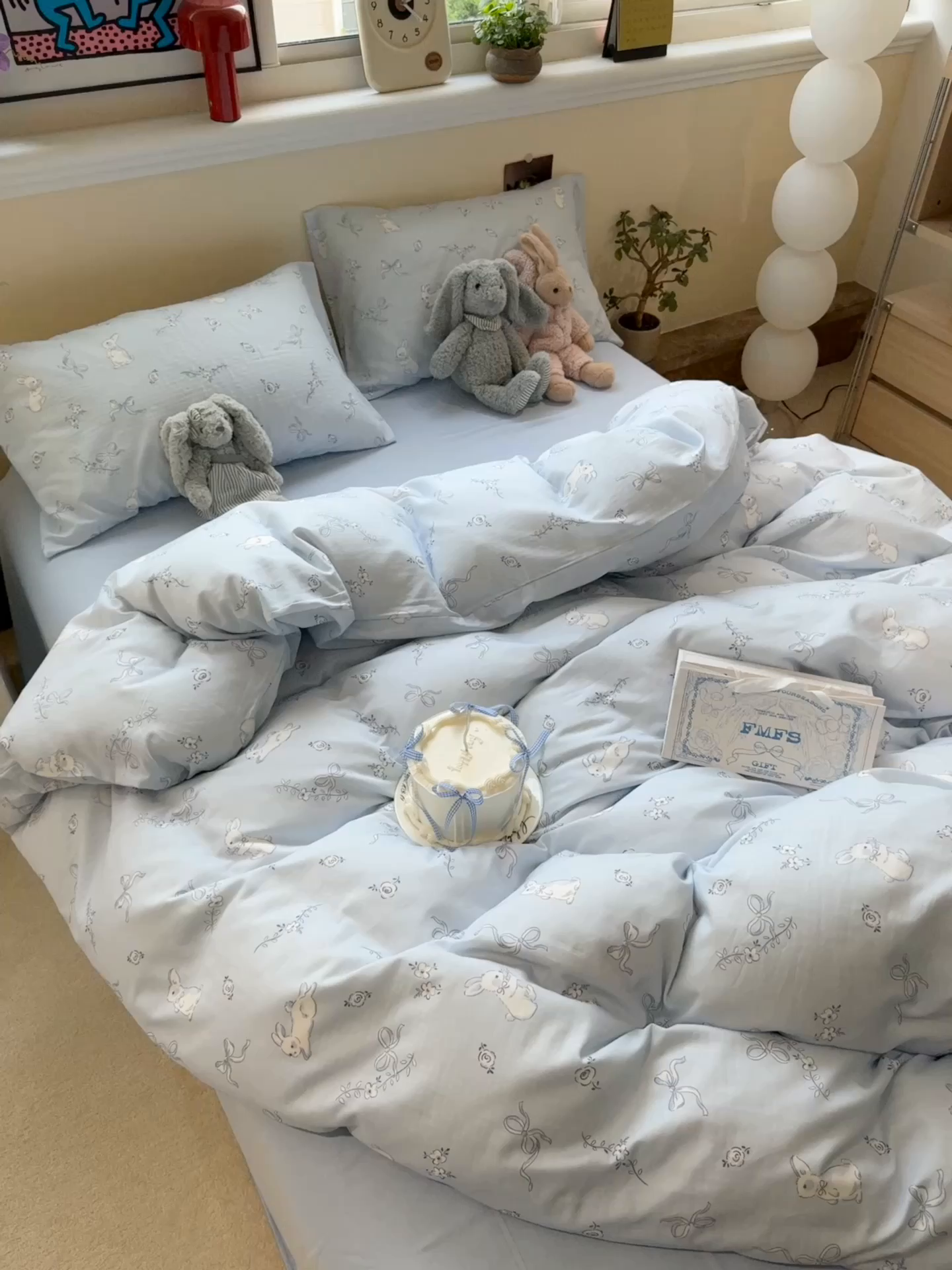 91家纺网 家纺一手货源 找家纺 慕尚家纺 2025新款全棉纯棉母婴双层纱四件套 丝带小兔