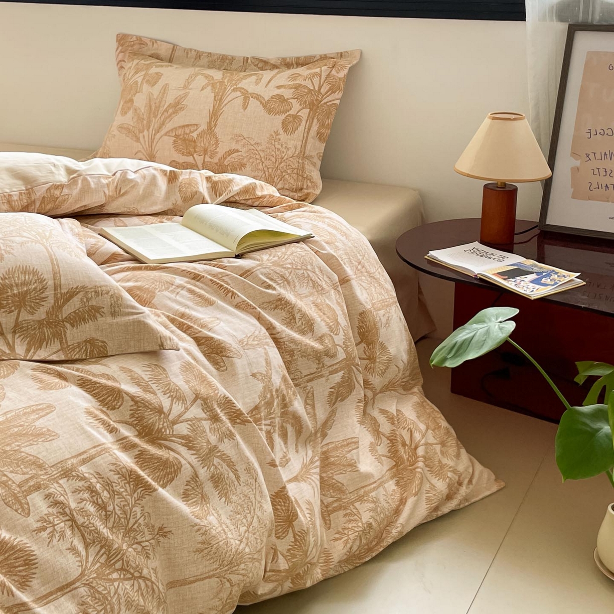 91家纺网 家纺一手货源 找家纺 涵宸家纺 2025新款加厚全棉磨毛印花四件套--罗马系列 场景一 F春序