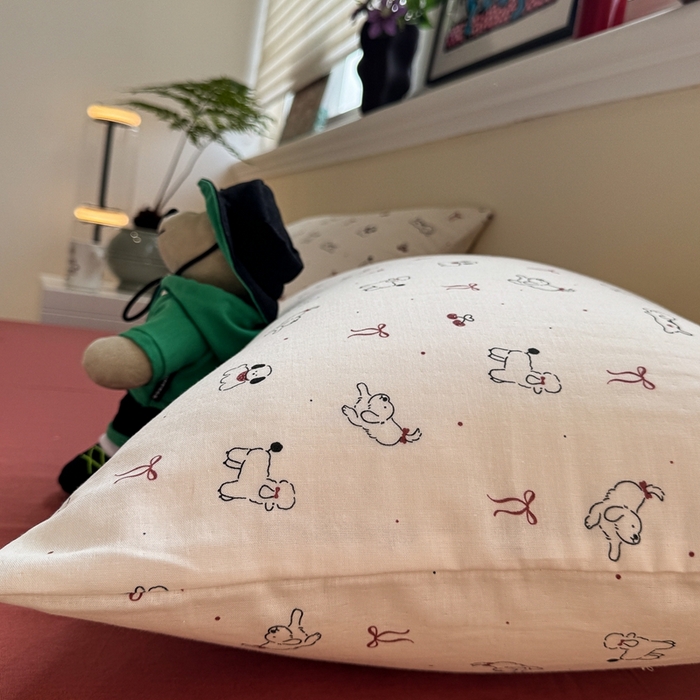 91家纺网 家纺一手货源 找家纺 慕尚家纺 2025新款全棉纯棉母婴双层纱四件套 小狗和羊驼