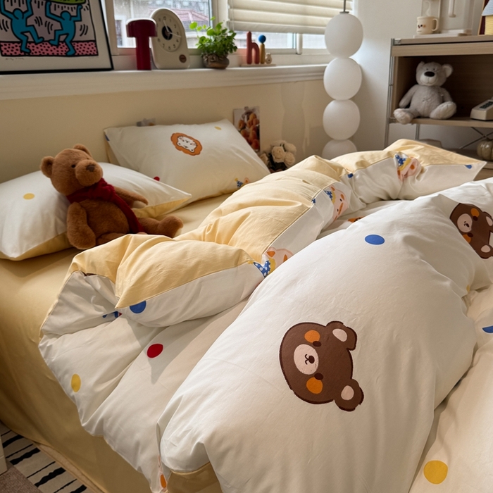 91家纺网 家纺一手货源 找家纺 慕尚家纺 2025新款13070全棉纯棉印花四件套 艾米熊