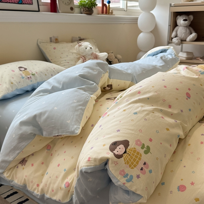 91家纺网 家纺一手货源 找家纺 慕尚家纺 2025新款13070全棉纯棉印花四件套 小糖豆