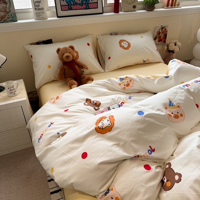 91家纺网 家纺一手货源 找家纺 慕尚家纺 2025新款13070全棉纯棉印花四件套 艾米熊