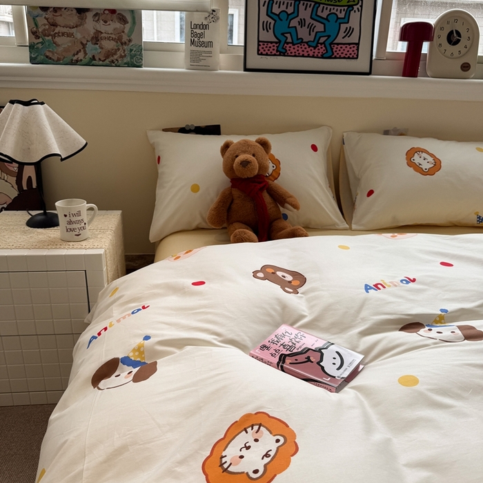 91家纺网 家纺一手货源 找家纺 慕尚家纺 2025新款13070全棉纯棉印花四件套 艾米熊