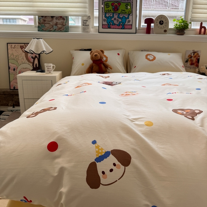 91家纺网 家纺一手货源 找家纺 慕尚家纺 2025新款13070全棉纯棉印花四件套 艾米熊