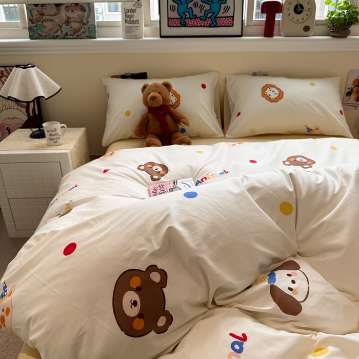 91家纺网 家纺一手货源 找家纺 慕尚家纺 2025新款13070全棉纯棉印花四件套 艾米熊