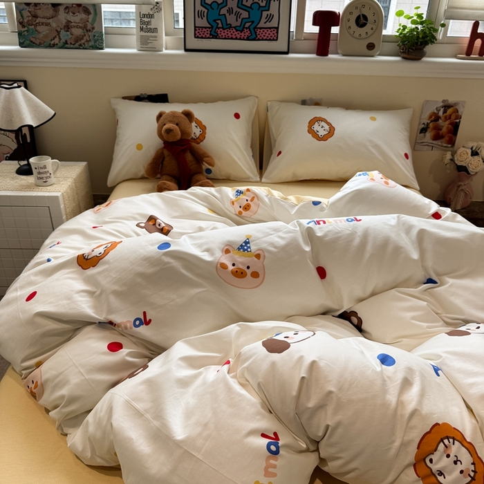 91家纺网 家纺一手货源 找家纺 慕尚家纺 2025新款13070全棉纯棉印花四件套 艾米熊