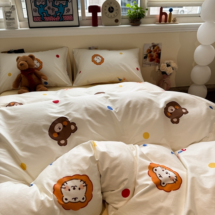 91家纺网 家纺一手货源 找家纺 慕尚家纺 2025新款13070全棉纯棉印花四件套 艾米熊