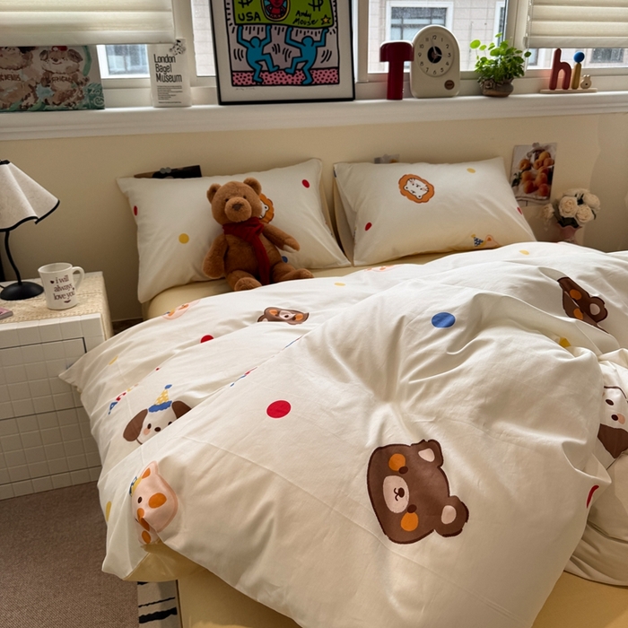 91家纺网 家纺一手货源 找家纺 慕尚家纺 2025新款13070全棉纯棉印花四件套 艾米熊