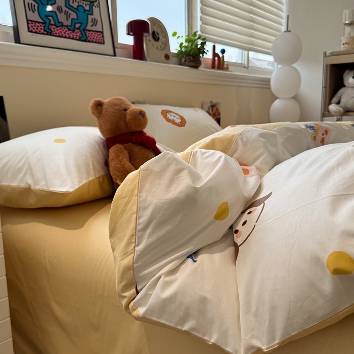 91家纺网 家纺一手货源 找家纺 慕尚家纺 2025新款13070全棉纯棉印花四件套 艾米熊