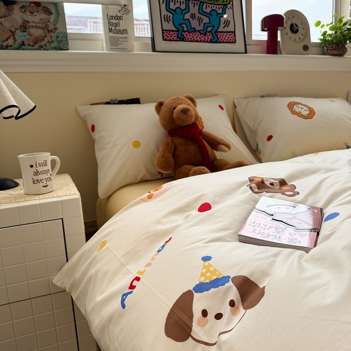 91家纺网 家纺一手货源 找家纺 慕尚家纺 2025新款13070全棉纯棉印花四件套 艾米熊