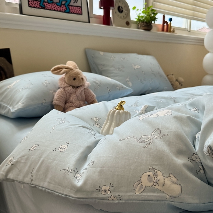 91家纺网 家纺一手货源 找家纺 慕尚家纺 2025新款13070全棉纯棉印花四件套 灵感兔