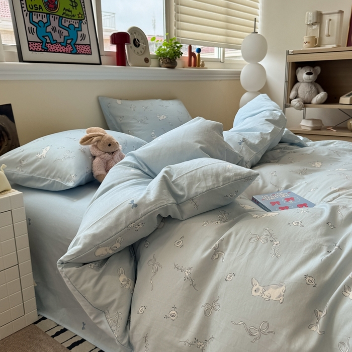 91家纺网 家纺一手货源 找家纺 慕尚家纺 2025新款13070全棉纯棉印花四件套 灵感兔