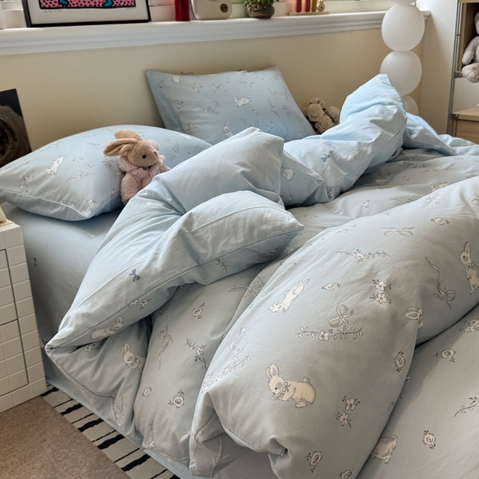 91家纺网 家纺一手货源 找家纺 慕尚家纺 2025新款13070全棉纯棉印花四件套 灵感兔