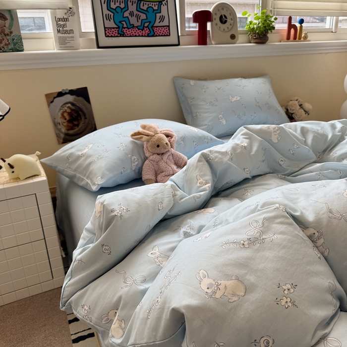 91家纺网 家纺一手货源 找家纺 慕尚家纺 2025新款13070全棉纯棉印花四件套 灵感兔