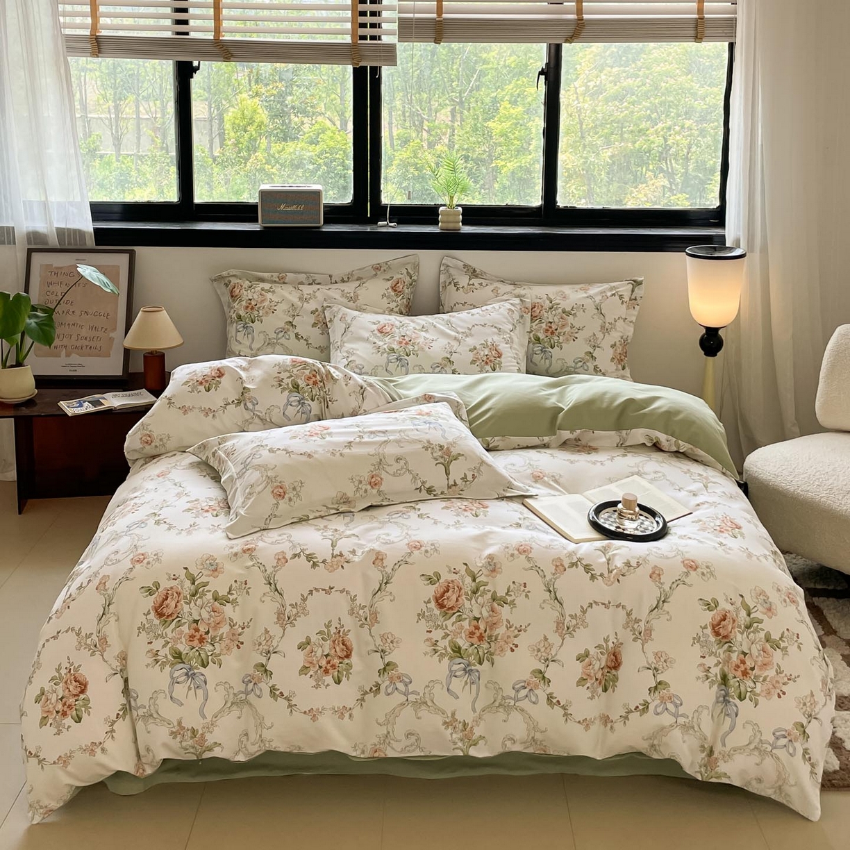 91家纺网 家纺一手货源 找家纺 涵宸家纺 2025新款加厚全棉磨毛印花四件套--罗马系列 场景一 F花纹