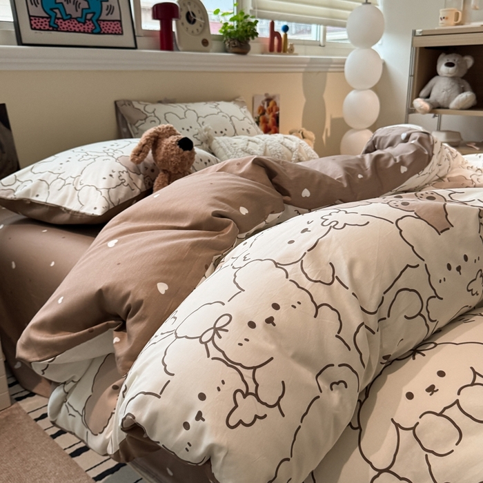 慕尚家纺 2025新款13070全棉纯棉印花四件套 甜茶萌兔