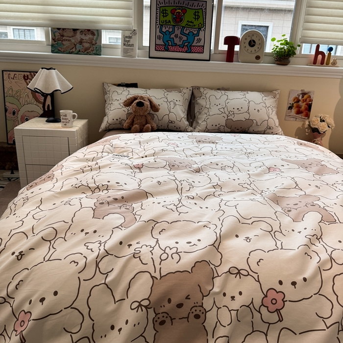 91家纺网 家纺一手货源 找家纺 慕尚家纺 2025新款13070全棉纯棉印花四件套 甜茶萌兔