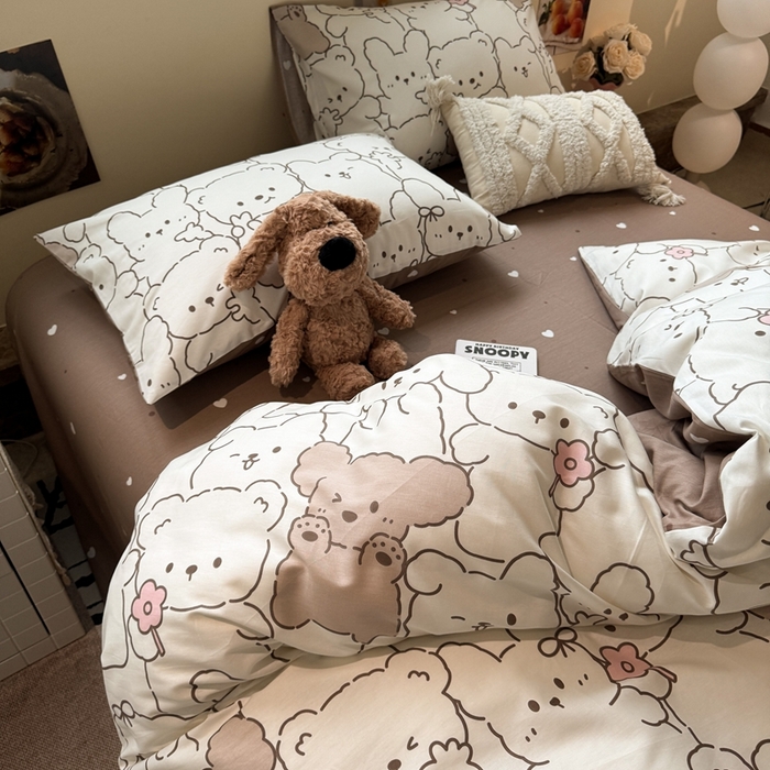 91家纺网 家纺一手货源 找家纺 慕尚家纺 2025新款13070全棉纯棉印花四件套 甜茶萌兔