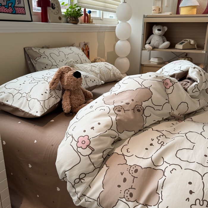 91家纺网 家纺一手货源 找家纺 慕尚家纺 2025新款13070全棉纯棉印花四件套 甜茶萌兔