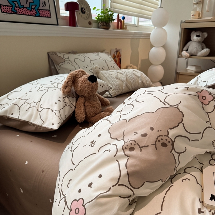 91家纺网 家纺一手货源 找家纺 慕尚家纺 2025新款13070全棉纯棉印花四件套 甜茶萌兔