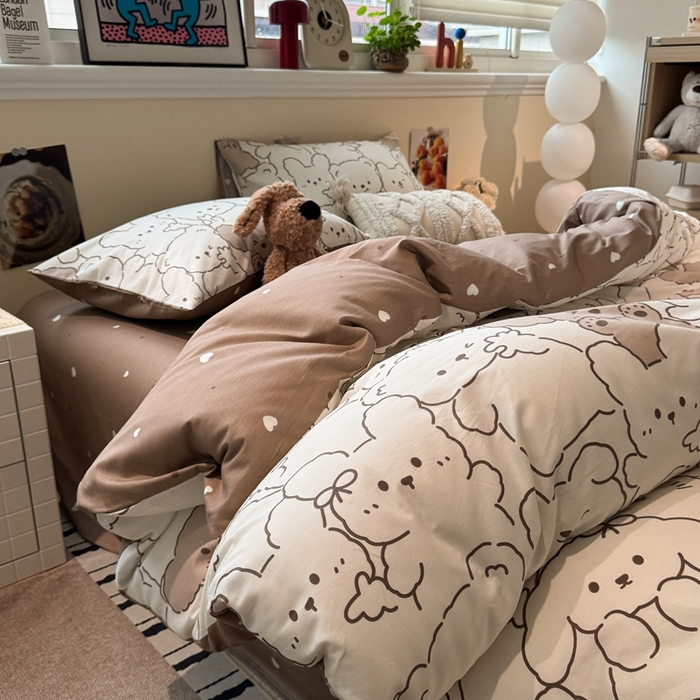 91家纺网 家纺一手货源 找家纺 慕尚家纺 2025新款13070全棉纯棉印花四件套 甜茶萌兔