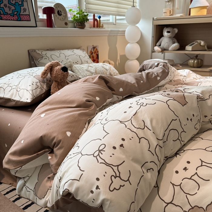 91家纺网 家纺一手货源 找家纺 慕尚家纺 2025新款13070全棉纯棉印花四件套 甜茶萌兔