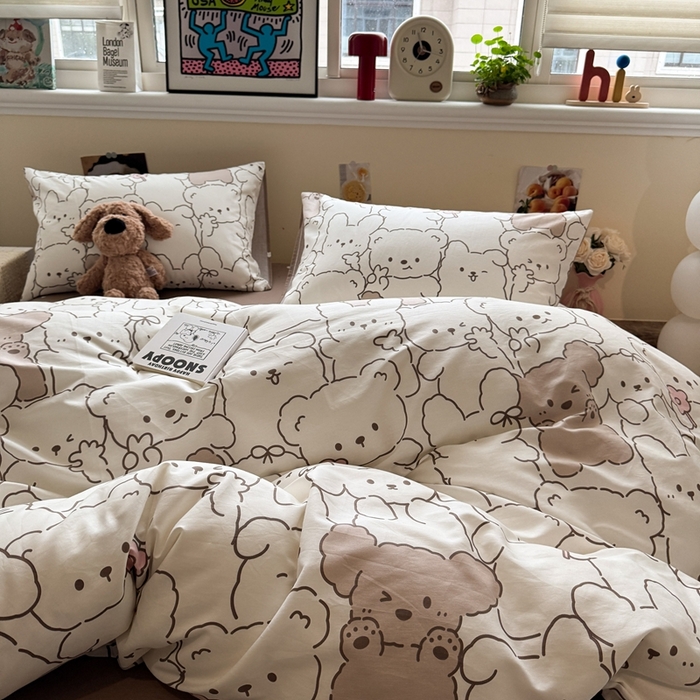 91家纺网 家纺一手货源 找家纺 慕尚家纺 2025新款13070全棉纯棉印花四件套 甜茶萌兔