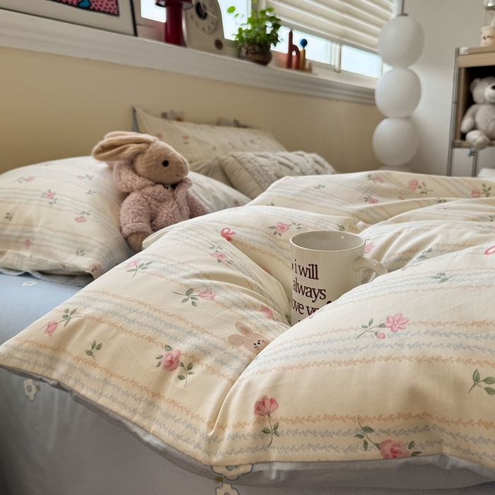 91家纺网 家纺一手货源 找家纺 慕尚家纺 2025新款13070全棉纯棉印花四件套 兔兔录