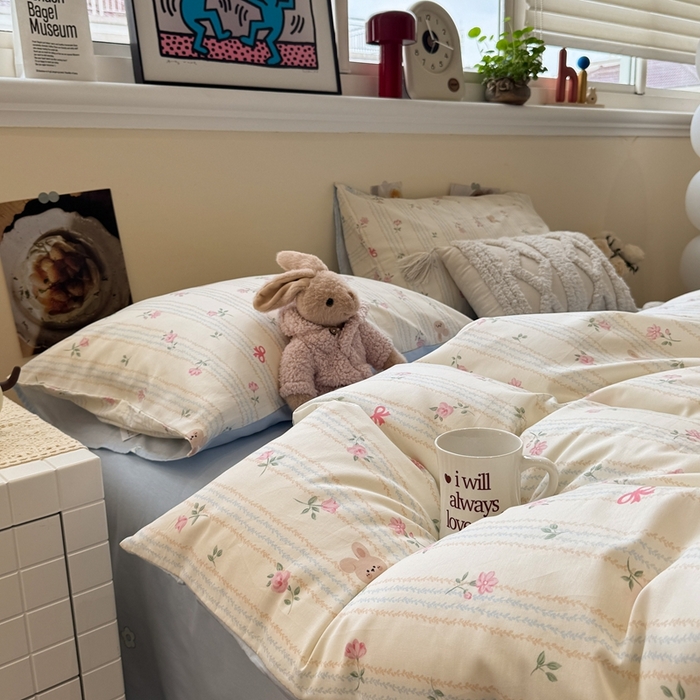 91家纺网 家纺一手货源 找家纺 慕尚家纺 2025新款13070全棉纯棉印花四件套 兔兔录