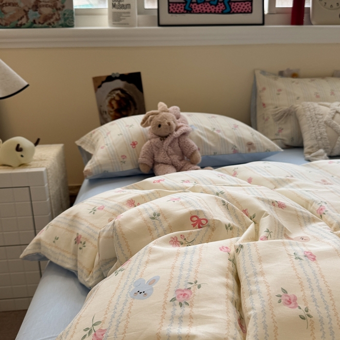 91家纺网 家纺一手货源 找家纺 慕尚家纺 2025新款13070全棉纯棉印花四件套 兔兔录