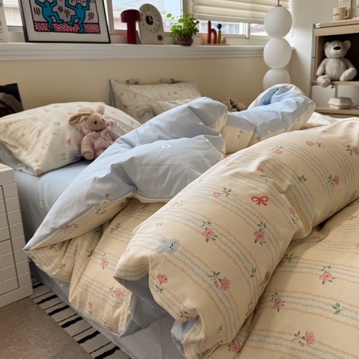 91家纺网 家纺一手货源 找家纺 慕尚家纺 2025新款13070全棉纯棉印花四件套 兔兔录