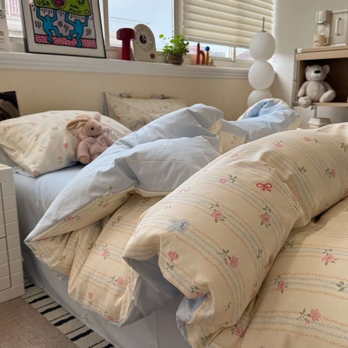 91家纺网 家纺一手货源 找家纺 慕尚家纺 2025新款13070全棉纯棉印花四件套 兔兔录