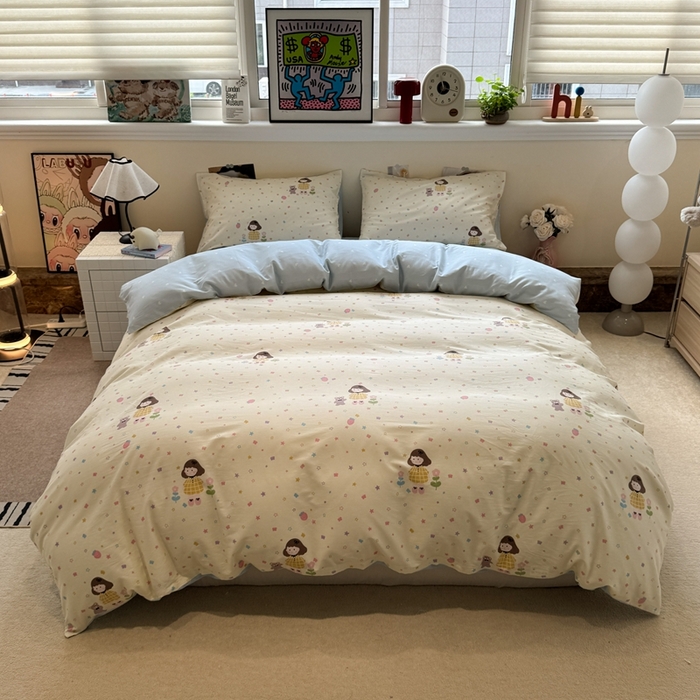 91家纺网 家纺一手货源 找家纺 慕尚家纺 2025新款13070全棉纯棉印花四件套 小糖豆