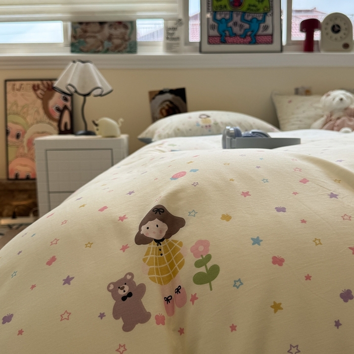 91家纺网 家纺一手货源 找家纺 慕尚家纺 2025新款13070全棉纯棉印花四件套 小糖豆