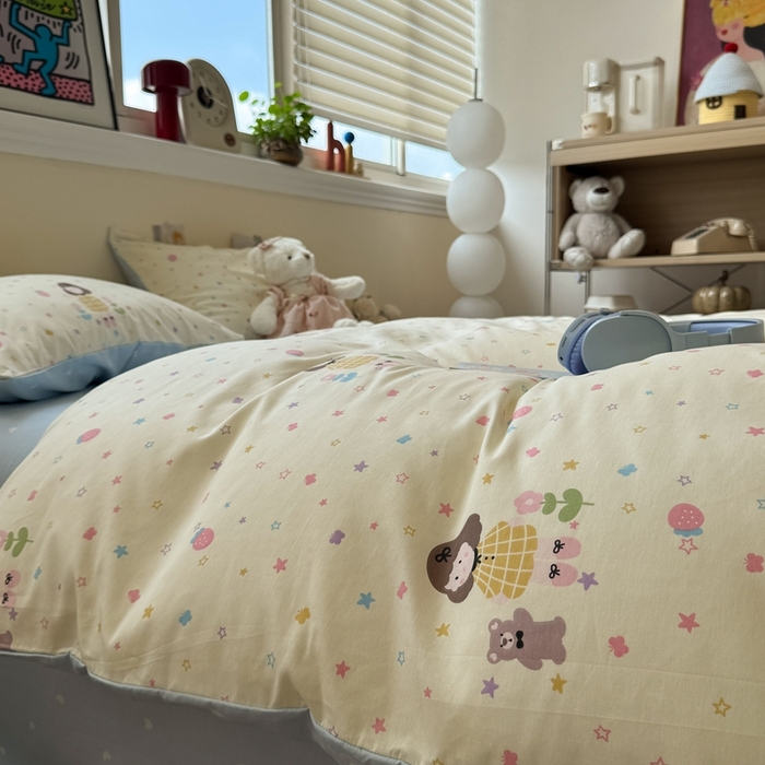 91家纺网 家纺一手货源 找家纺 慕尚家纺 2025新款13070全棉纯棉印花四件套 小糖豆