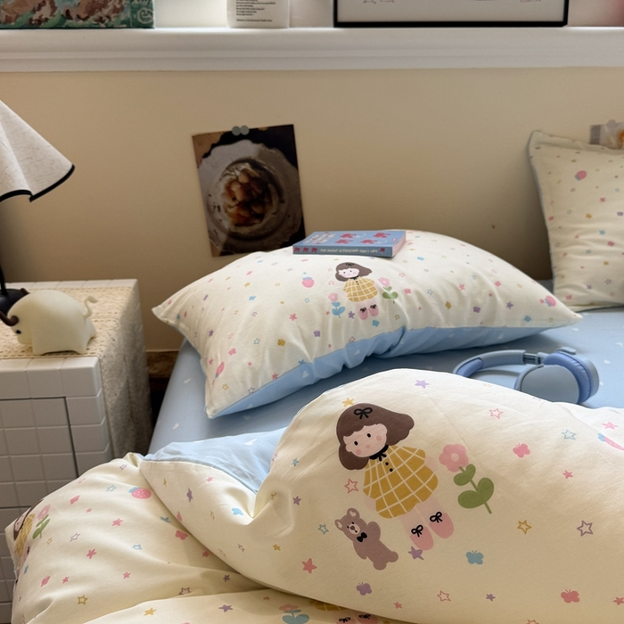 91家纺网 家纺一手货源 找家纺 慕尚家纺 2025新款13070全棉纯棉印花四件套 小糖豆